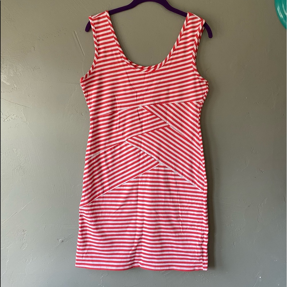 Xhilaration Red and White striped body-con Mini dress, size Large